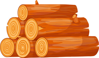 firewood pile cartoon. wood fire, fireplace log, tree energy, timber stack, wooden material, fuel trunk firewood pile vector illustration © PikePicture