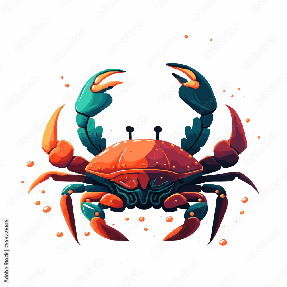 Wall mural crab character logo mascot in vector cartoon style illustration sea animal