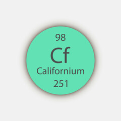 Californium symbol. Chemical element of the periodic table. Vector illustration.