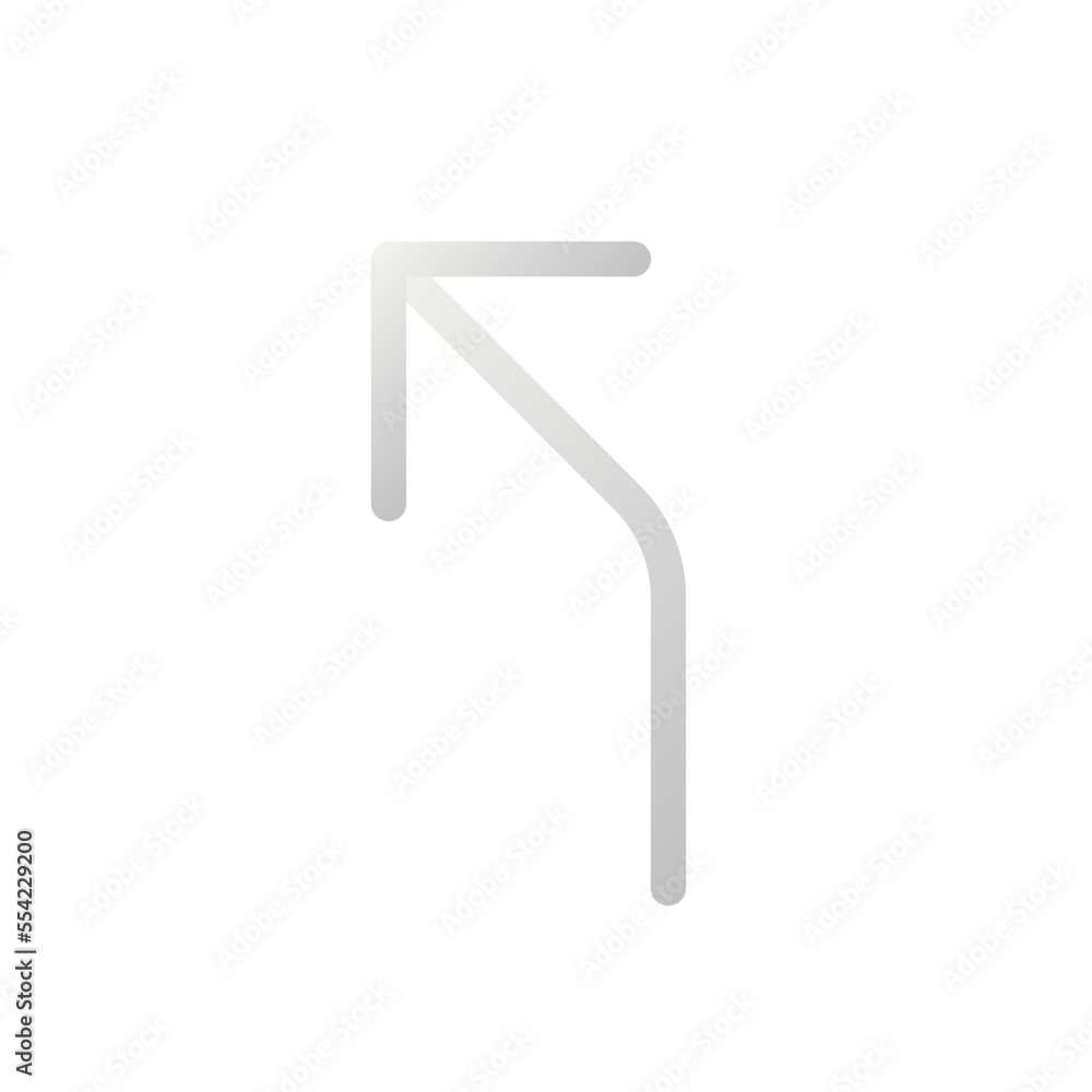 Poster road curves to left arrow flat gradient two-color ui icon. reach destination. road sign. driving car