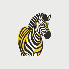 zebra animal character logo mascot in cartoon flat color illustration