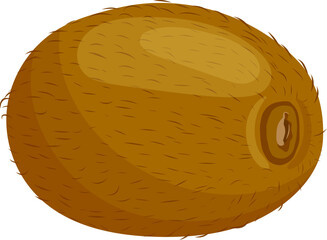 kiwi fruit cartoon. brown food, fresh juicy, ripe sweet, kiwifruit healthy, exotic diet, organic, nutrition tropical kiwi fruit vector illustration