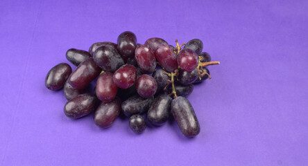 Natural organic different types of fresh ripe juicy grapes and space for text on table. top view, Agriculture concepts.