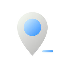 Fototapeta na wymiar Remove pin from map flat gradient two-color ui icon. Unpin location. Delete GPS destination. Simple filled pictogram. GUI, UX design for mobile application. Vector isolated RGB illustration