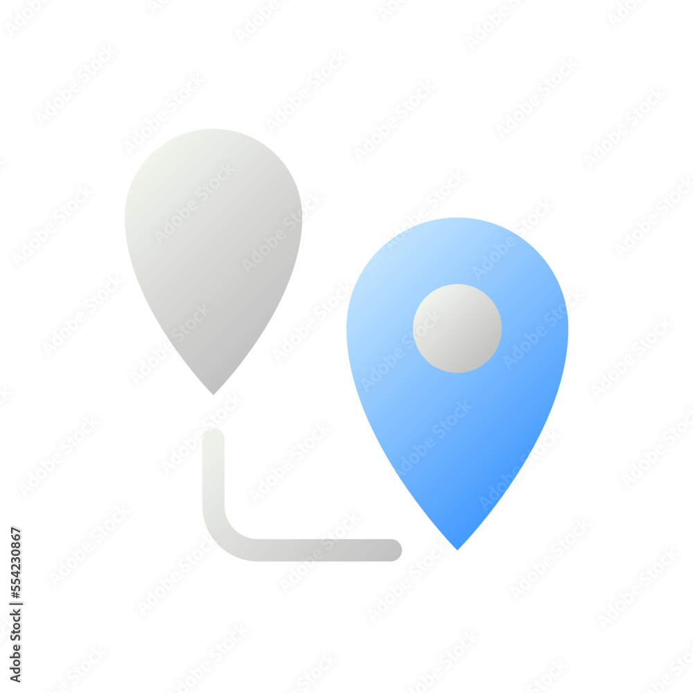Poster planning route flat gradient two-color ui icon. gps navigation. walking distance. moving to location
