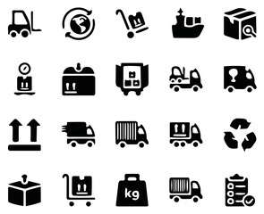vector illustration, logistics icon set, delivery icon pack, cargo icon set, solid icon