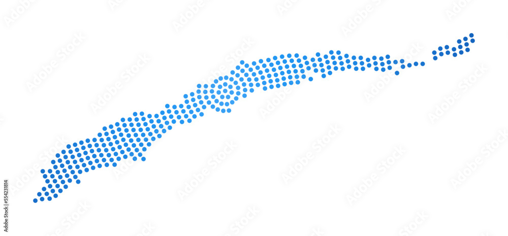 Poster roatan dotted map. digital style shape of roatan. tech icon of the island with gradiented dots. asto