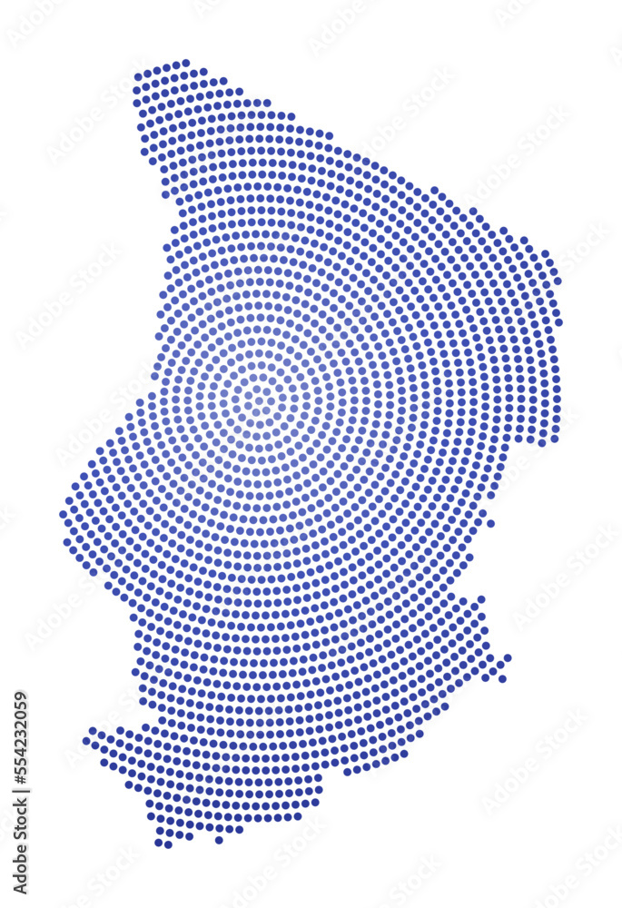 Poster chad dotted map. digital style shape of chad. tech icon of the country with gradiented dots. attract