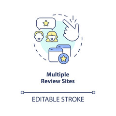 Multiple review sites concept icon. Website for sharing opinion. Online feedbacks abstract idea thin line illustration. Isolated outline drawing. Editable stroke. Arial, Myriad Pro-Bold fonts used