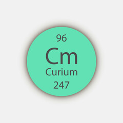 Curium symbol. Chemical element of the periodic table. Vector illustration.