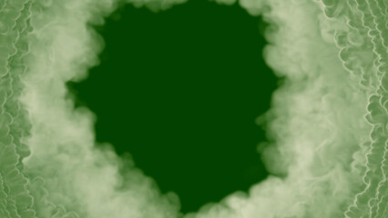 Round frame made of smoke or clouds on chroma key screen, isolated - object 3D rendering