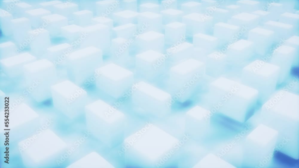 Poster tender sky blue 3d blocks random - abstract geometry backdrop - loop video