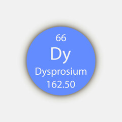 Dysprosium symbol. Chemical element of the periodic table. Vector illustration.