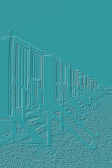 Digitally embossed image of beach huts