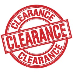 CLEARANCE written word on red stamp sign