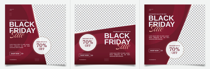 Black Friday Sale Social Media Post Banner Design. Black Friday Sale Media Post Banner Design Set. Black Friday Sale Promotion Banner. Black Friday Sale Template for Social Media Advertising.