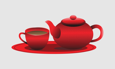  vector collection of beautiful tea cup with pot.