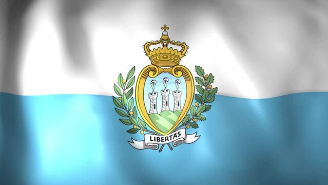 Animation of Sammarinese flag. 4K. San Marino flag flying, Republic of San Marino flag render animation	