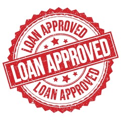LOAN APPROVED text on red round stamp sign