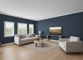 Modern interior of a living room 3D rendering
