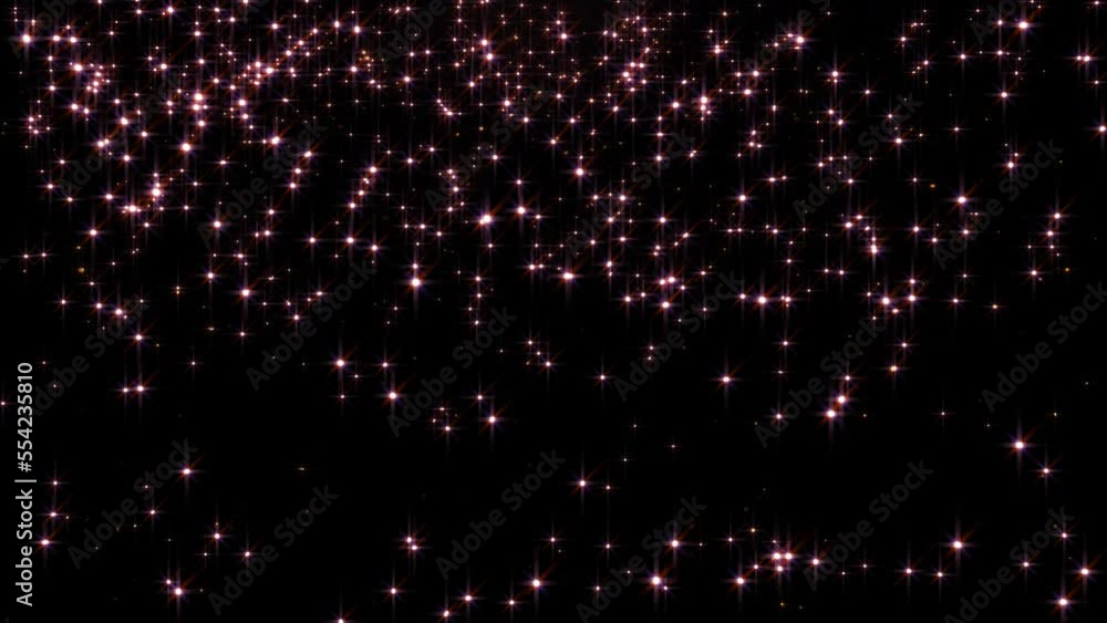 Poster beautiful loop abstract falling flickering glitter stars particles animation light on black backgrou