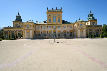 Courtyard and elevation of palace at Wilanow in Warsaw city of Poland