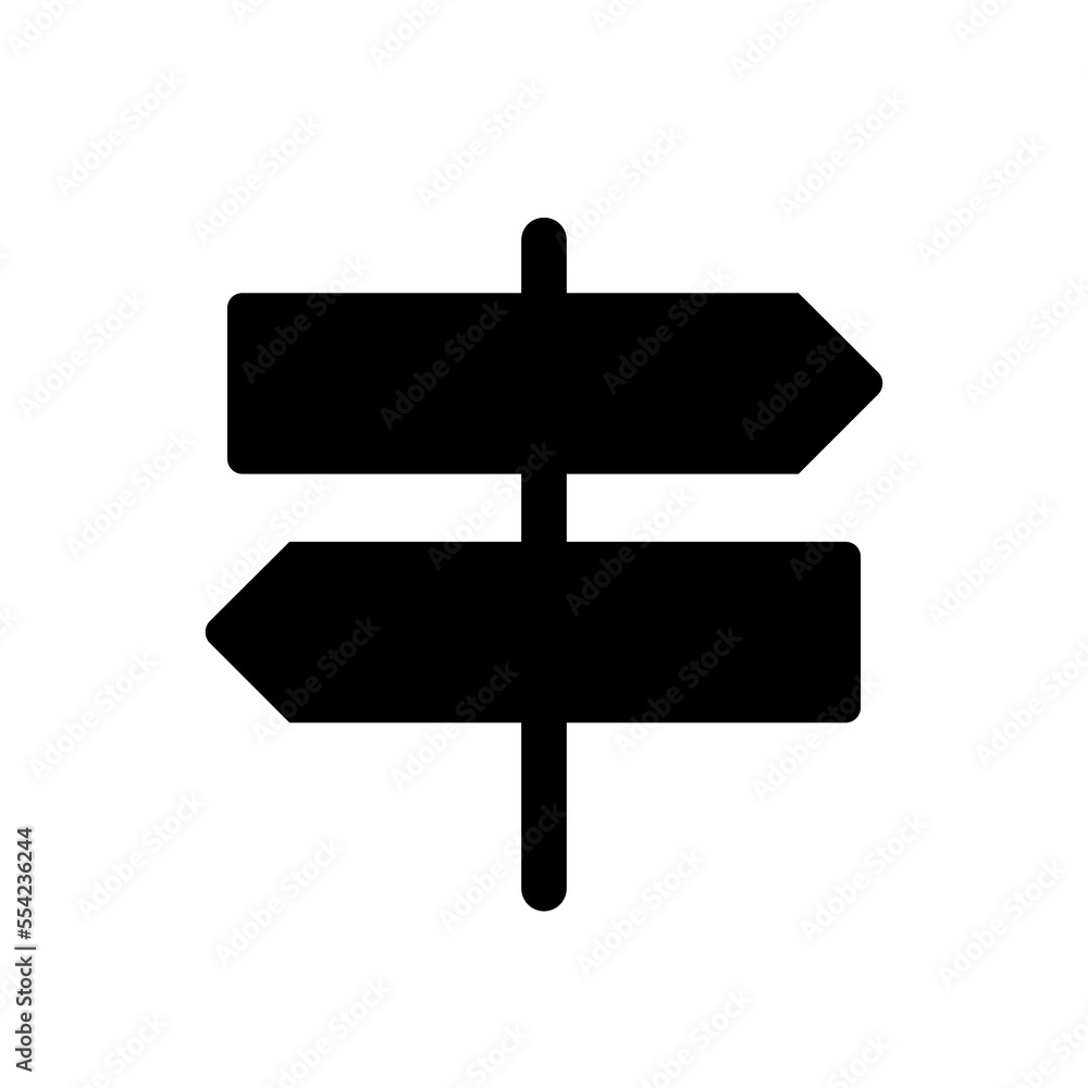 Poster signposts pointing in different directions black glyph ui icon. gps navigation. user interface desig