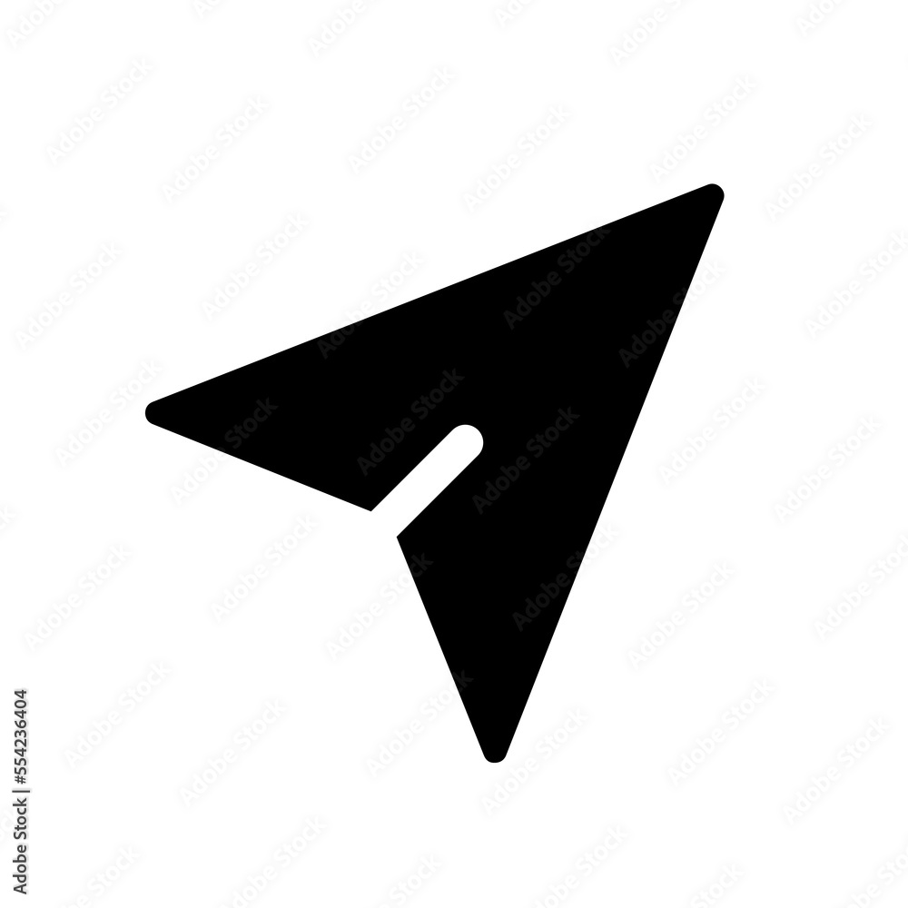 Poster cursor arrow pointer black glyph ui icon. share location. navigation. user interface design. silhoue