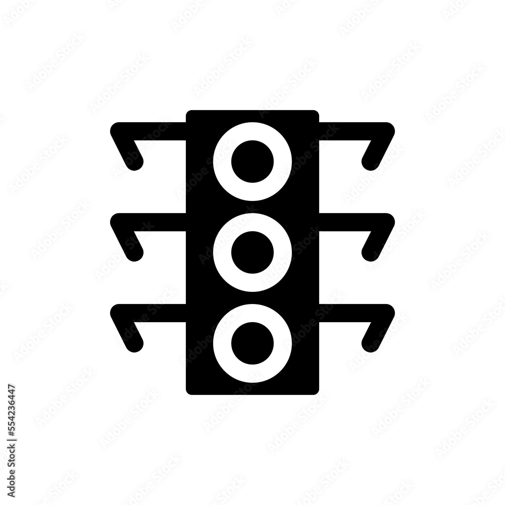 Poster traffic light black glyph ui icon. crossing intersection. gps navigation. user interface design. sil