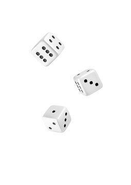 White dice isolated on white background. 3d render