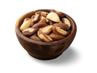 Brazil nuts on a bowl isolated over white background