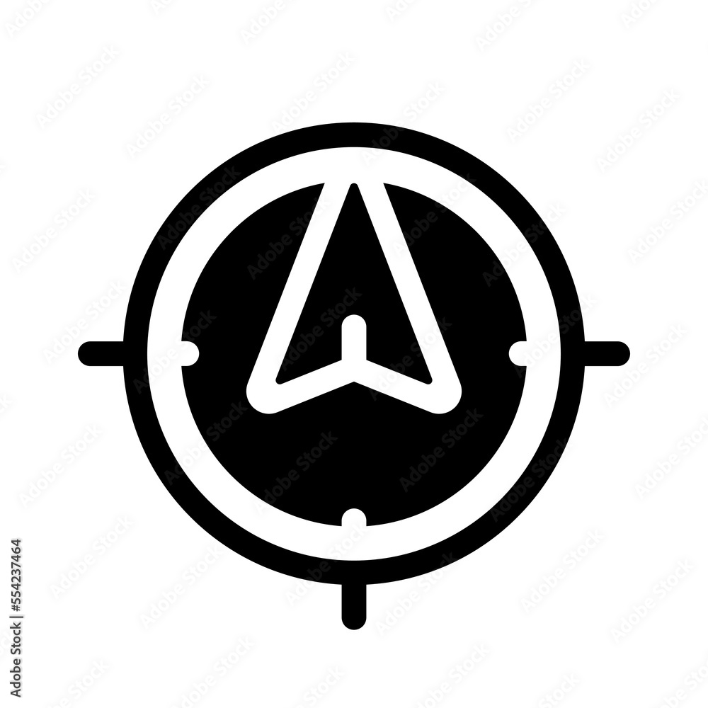 Poster tracking position in real time black glyph ui icon. gps navigation. user interface design. silhouett