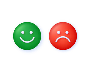 3D Feedback emotion scale illustration. Reviews with good and bad rating. Feedback in the form of emotions.
