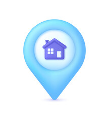 3D Home location. House point icon. GPS navigator pointer. Position icon. Can be used for many purposes.