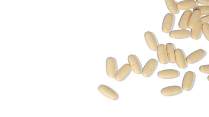 Close-up of drugs, pills, tablets, vitamins in season of colds and flu PNG Isolated. Concept of healthy lifestyle and treatment. 