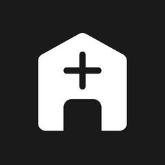 Obraz premium Add address dark mode glyph ui icon. Mail recipient information. User interface design. White silhouette symbol on black space. Solid pictogram for web, mobile. Vector isolated illustration