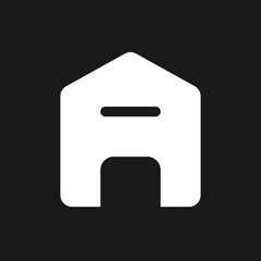 Delete address dark mode glyph ui icon. Change information online. User interface design. White silhouette symbol on black space. Solid pictogram for web, mobile. Vector isolated illustration