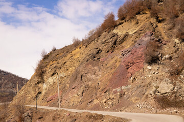Red rocks in the mountains. The village of Lagich. Azerbaijan.