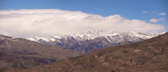 Caucasus mountains covered with snow.