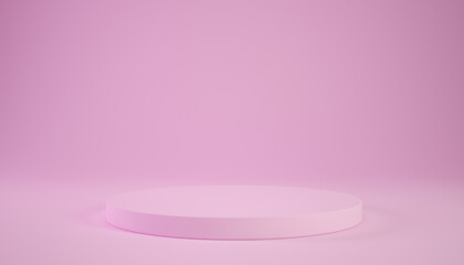 3d light pink podium or pedestal on pink background for Valentines day concept. 3d rendering illustration for product display.