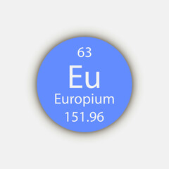 Europium symbol. Chemical element of the periodic table. Vector illustration.
