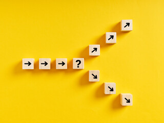 Decision tree or path. Choosing a path in business or life. Solution alternatives for a problem or...