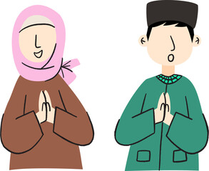 Asian muslim greeting each other