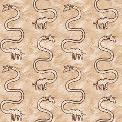 Cute safari wild giraffe animal pattern for babies room decor. Seamless african furry brown textured gender neutral print design. 