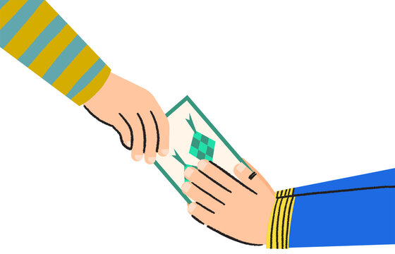 Hand receive and give pocket money