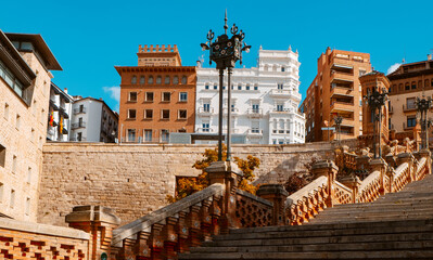 detail of Escalinata del Ovalo stairway, in Teruel, Spain