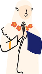 Asian woman greeting