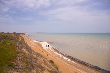 Wild coast of the Caspian Sea.