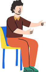 Asian Man Sit and Talk