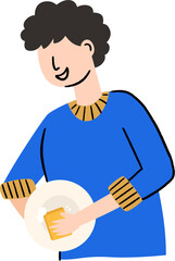 Asian Man Washing Dishes